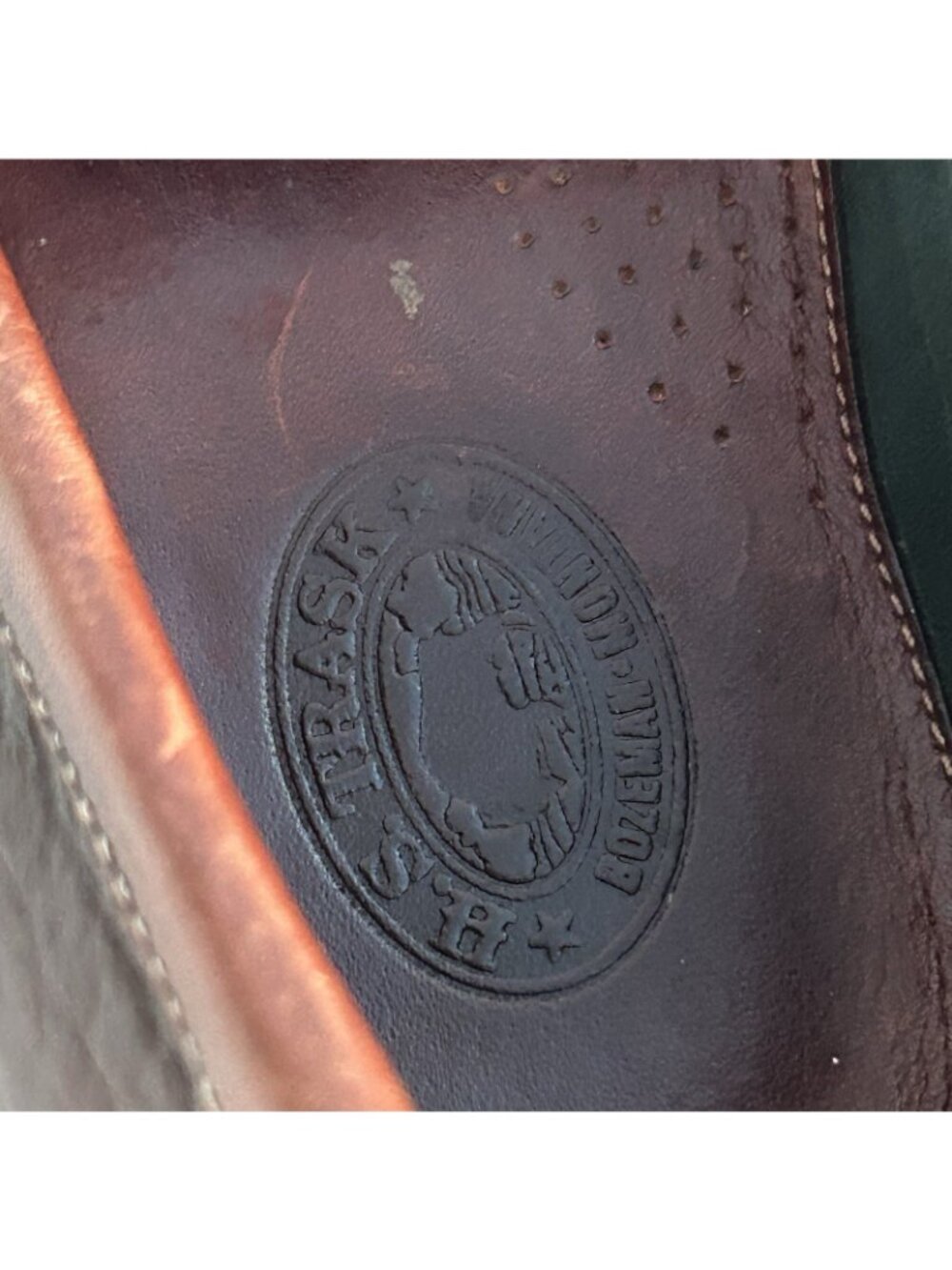 H.S. Trask Leather Penny Loafers Vibram Gum-Lite Sole Mens Size 8 Brown Handsewn - Picture 16 of 16